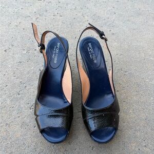 Sergio Rossi Black Patent Leather Wedges